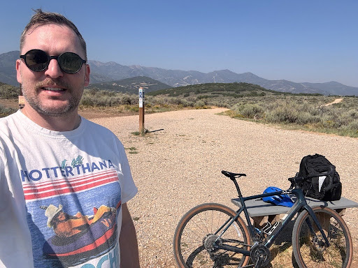 Luke on the gravel bike trail in Park City