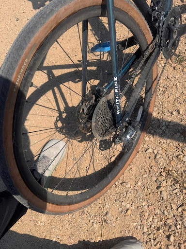 Fixing a flat tire on the trail