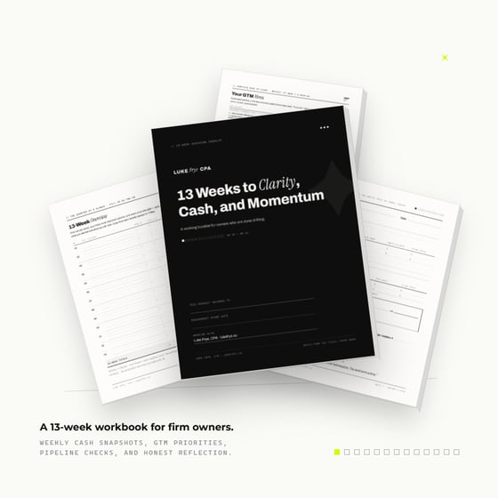 13 Weeks to Clarity, Cash, and Momentum — workbook mockup